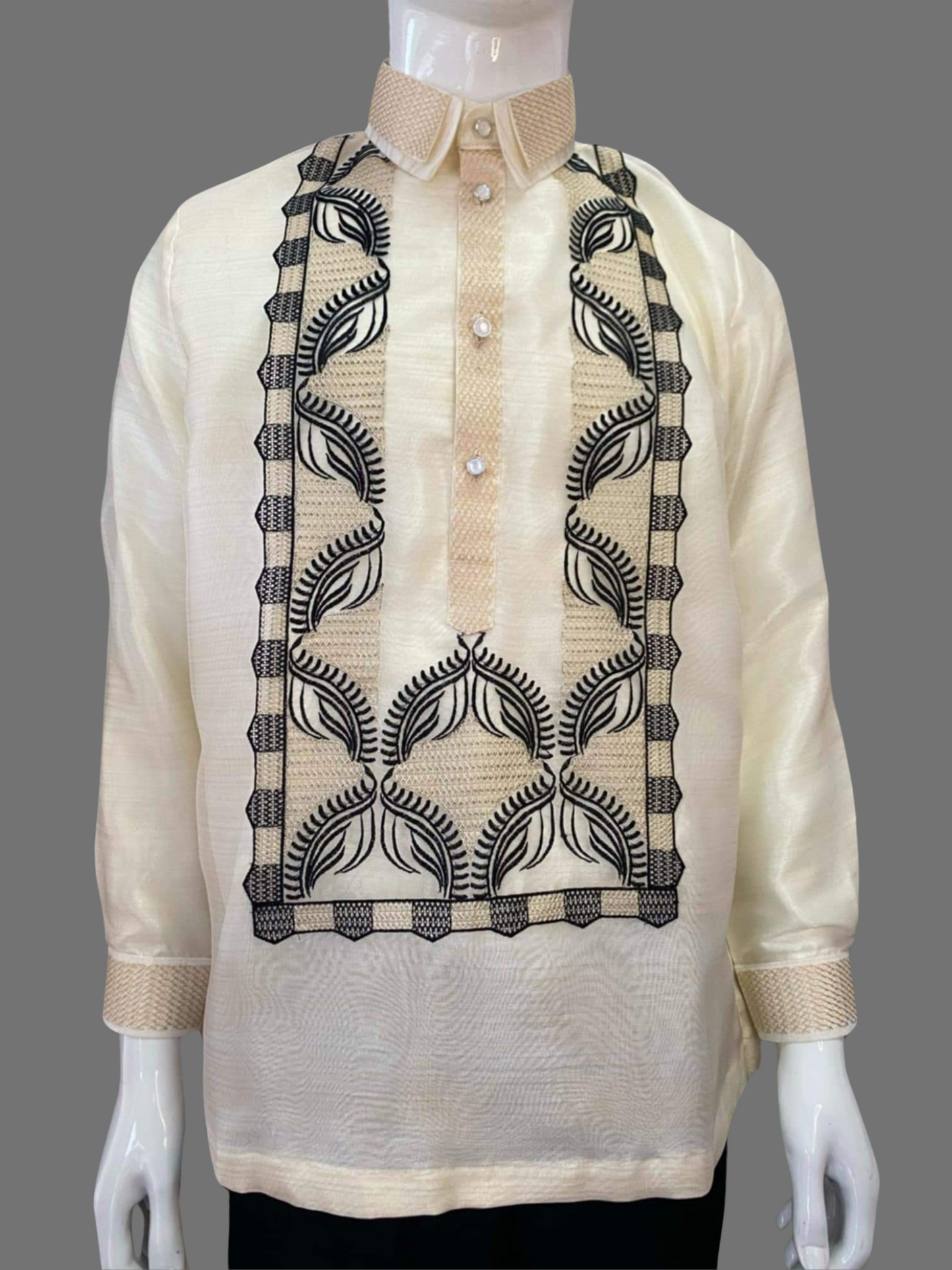 Classic Organza Black Embroidered Barong Tagalog | Barong Republic