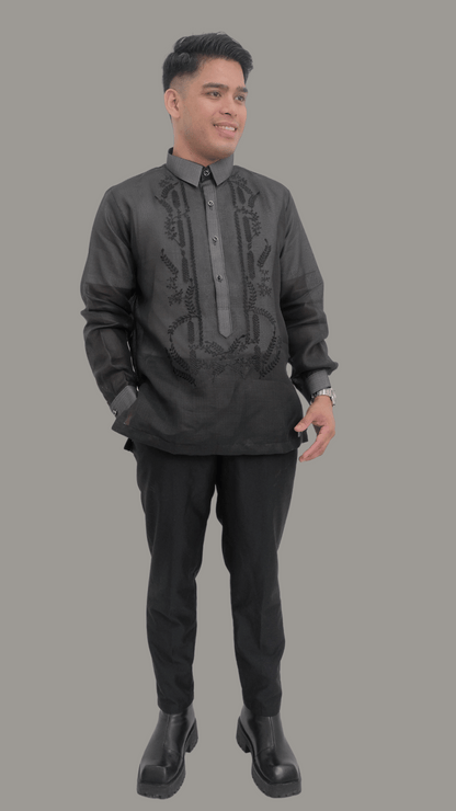 Premium Dark Gray Jusi Barong Tagalog | Barong Republic