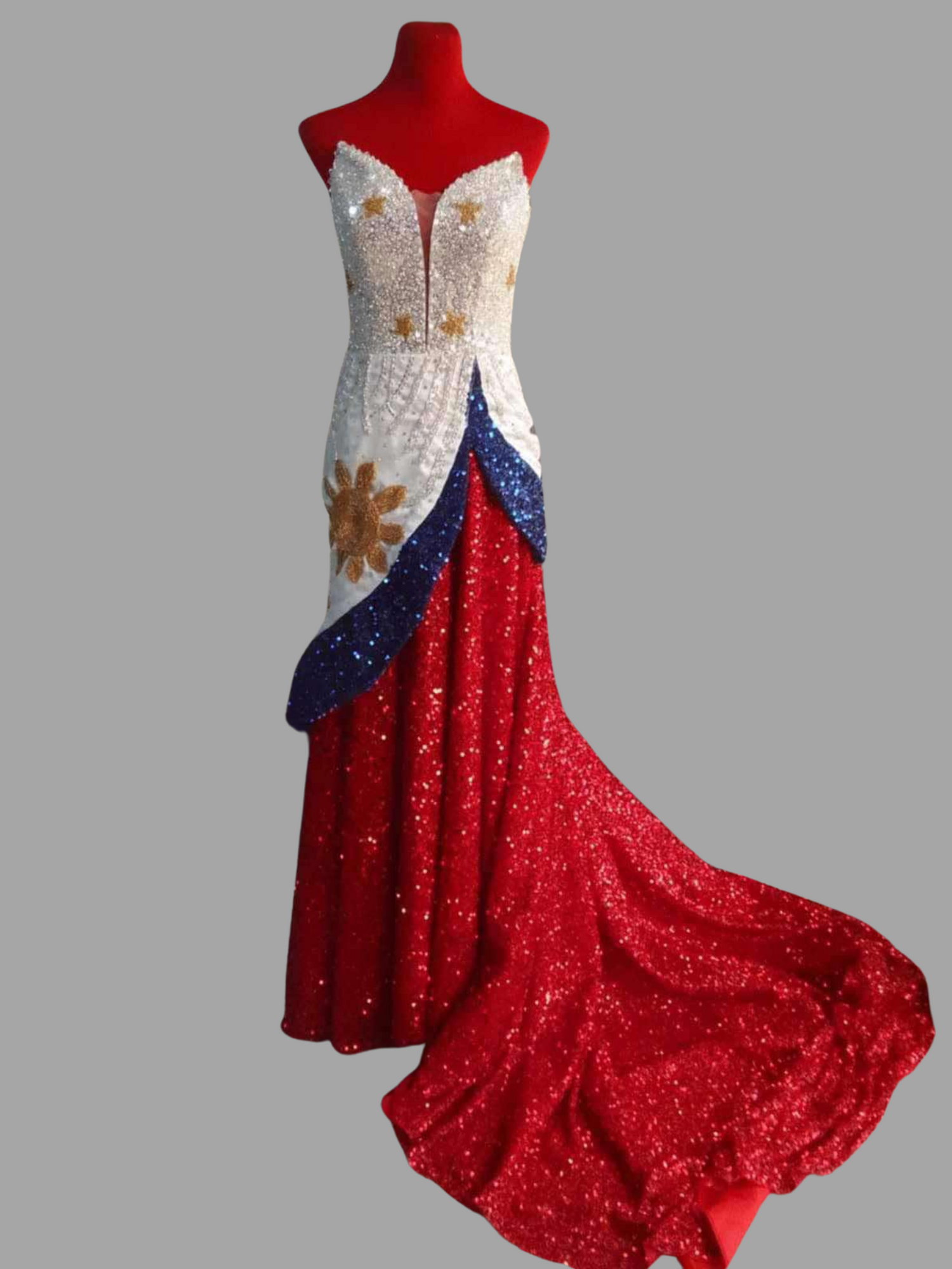 Philippine Flag Long Filipiniana Dress | Barong Republic